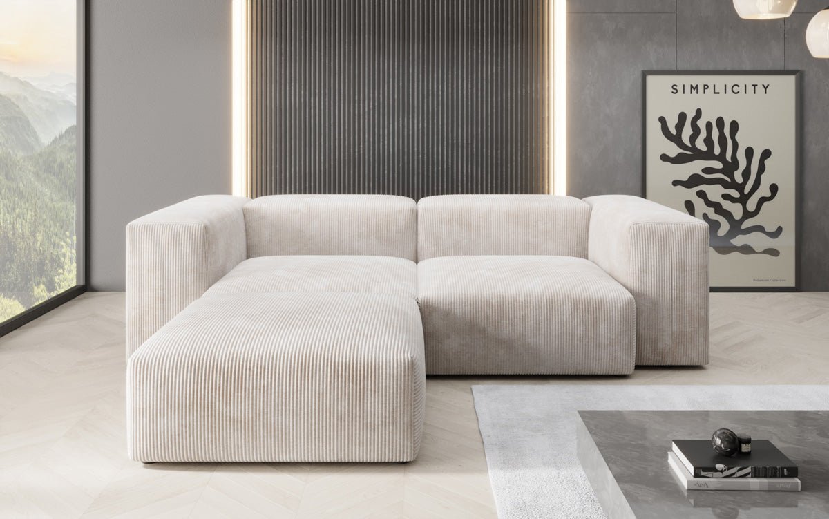 Designer L Sofa Snug Mini in Ribstof