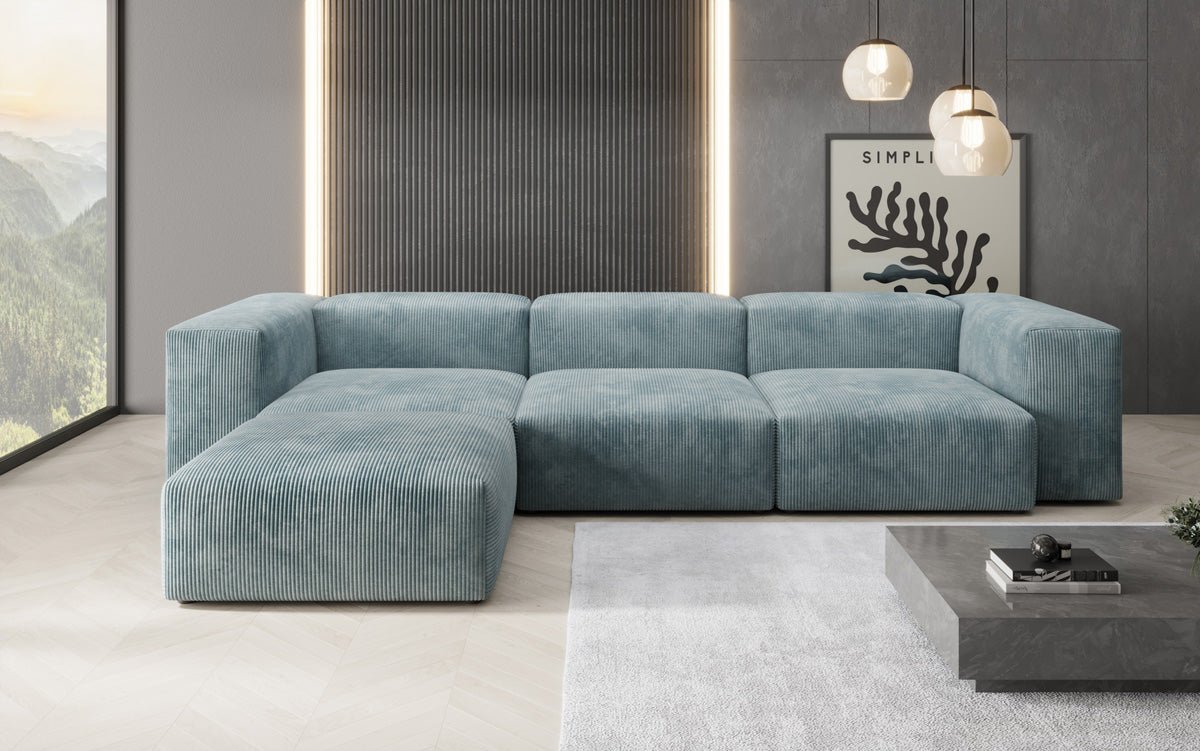 Designer L Sofa Snug in Ribstof
