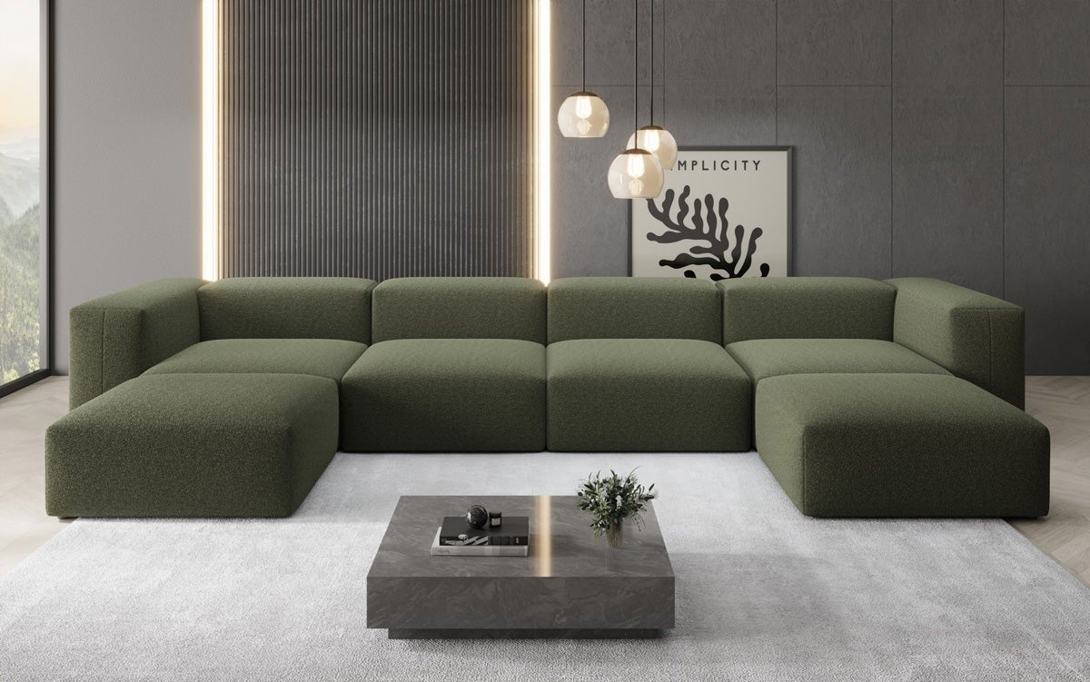 Designer U Sofa Snug in Bouclé