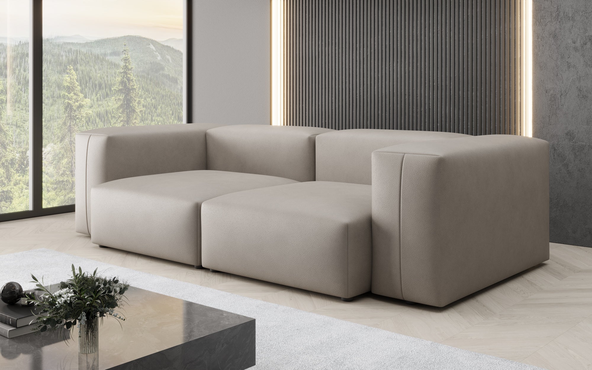 Designer 2-zits bank Snug in echt leer