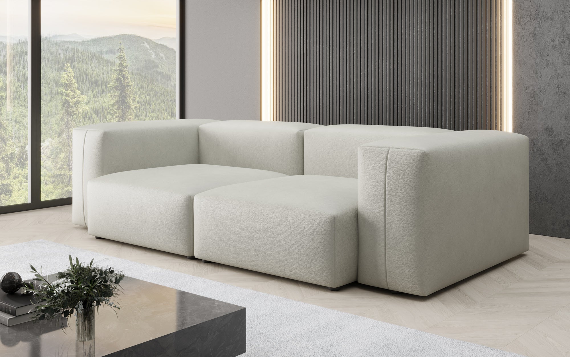 Designer 2-zits bank Snug in echt leer