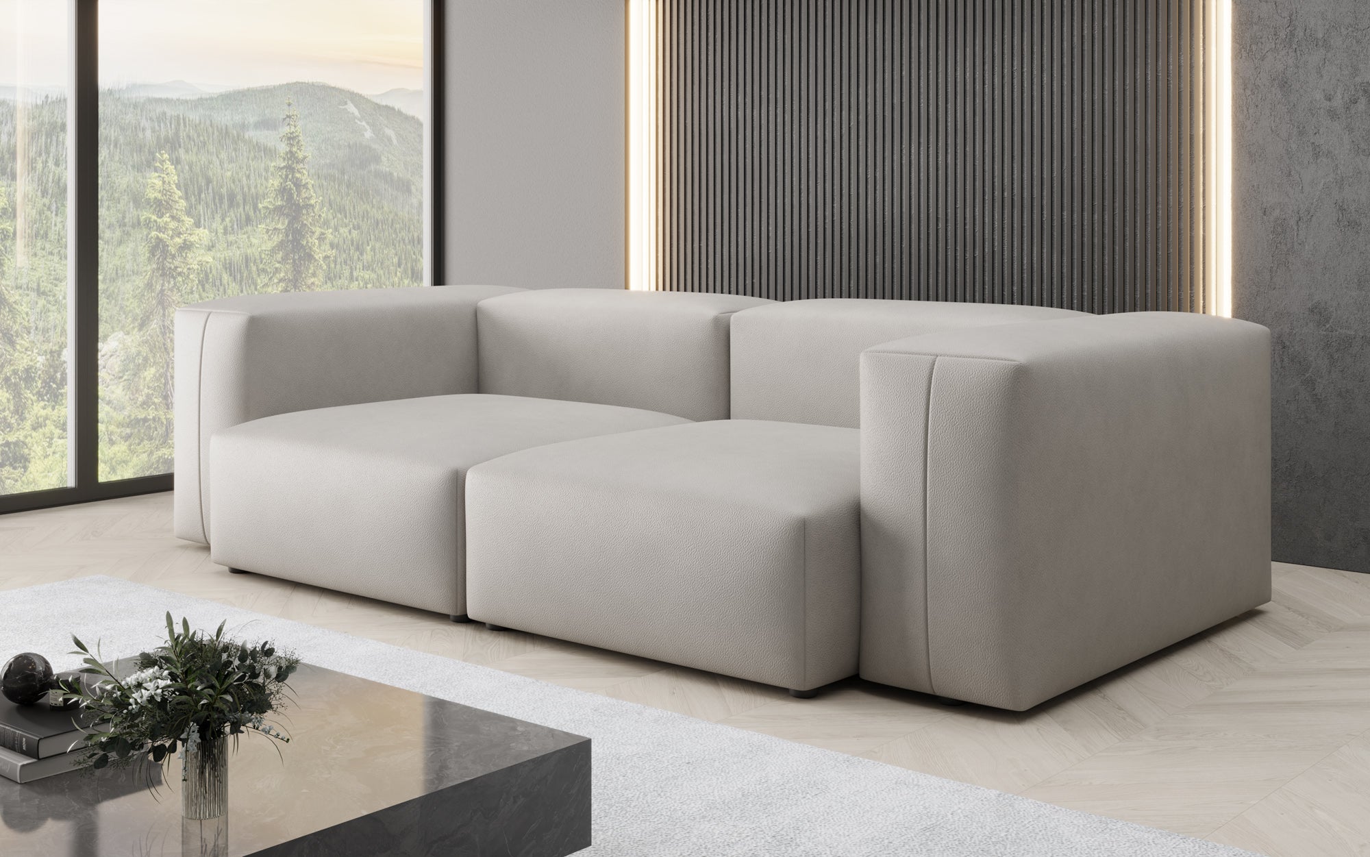 Designer 2-zits bank Snug in echt leer