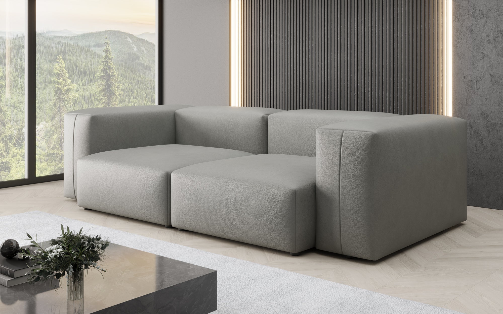 Designer 2-zits bank Snug in echt leer