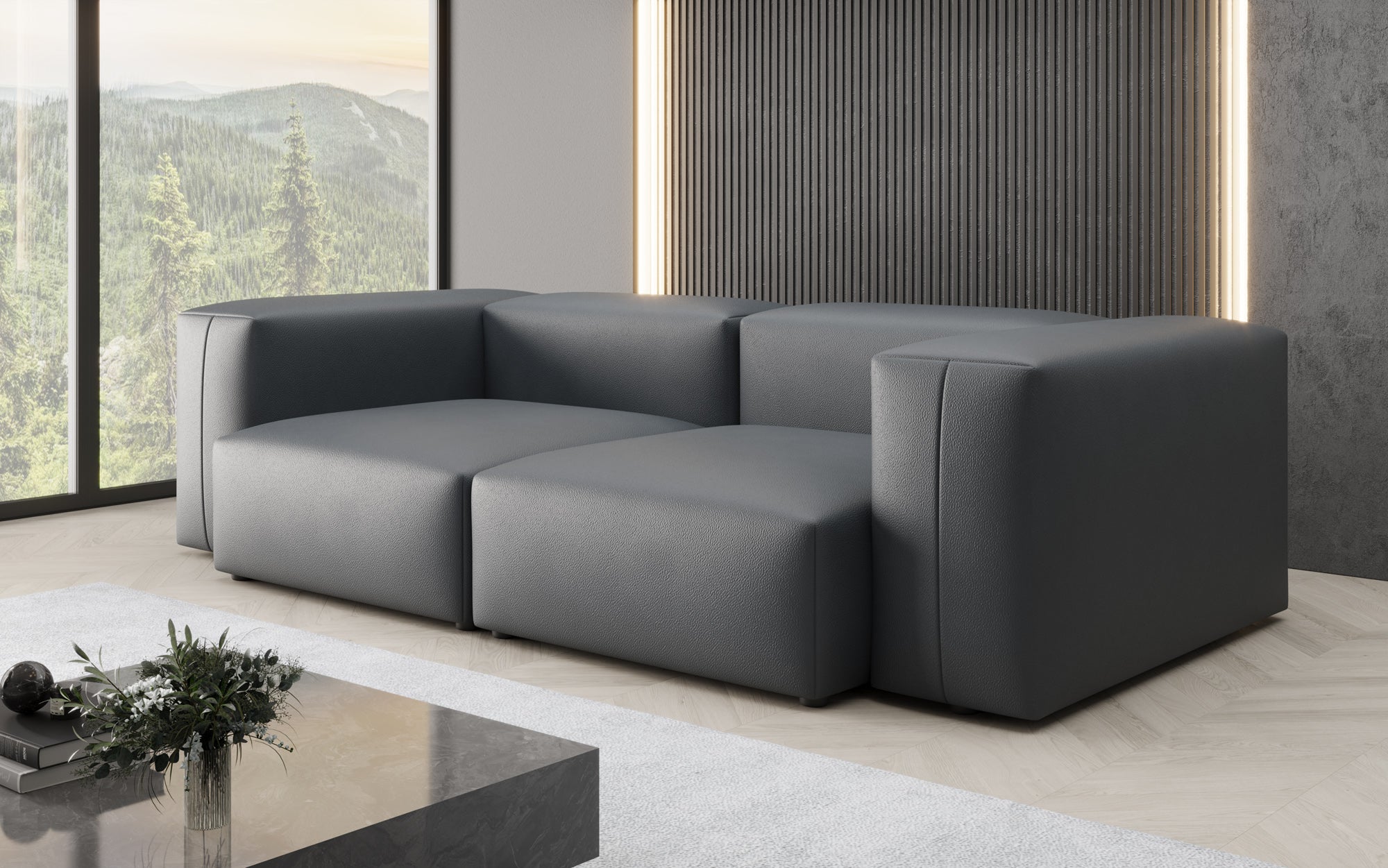 Designer 2-zits bank Snug in echt leer