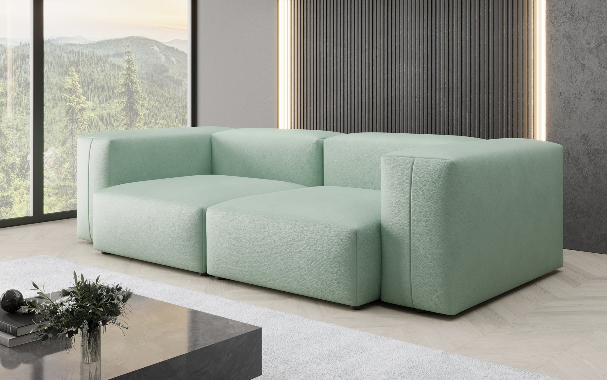 Designer 2-zits bank Snug in echt leer