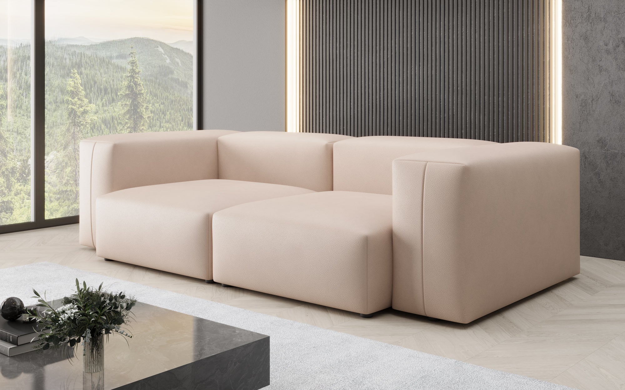 Designer 2-zits bank Snug in echt leer