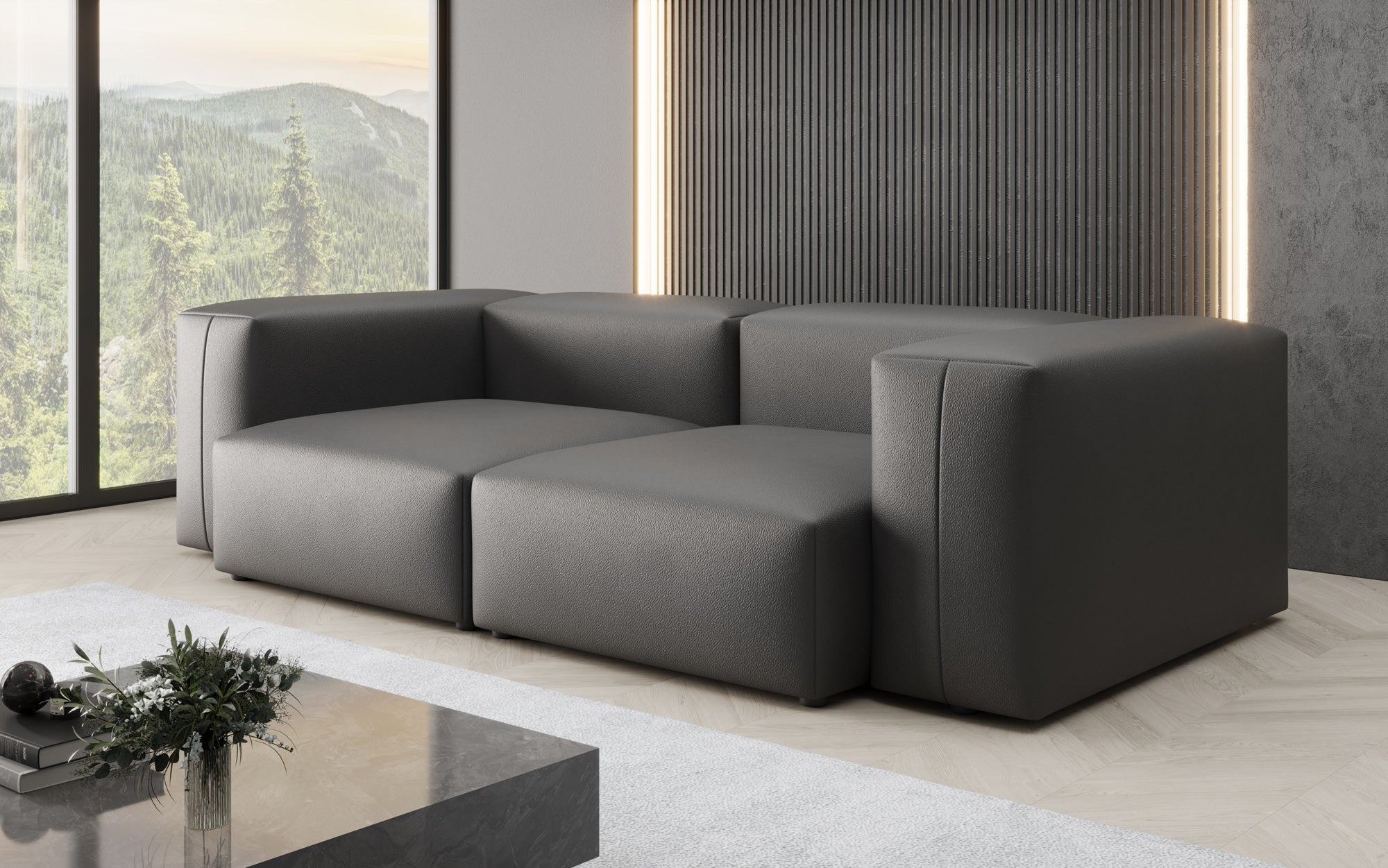 Designer 2-zits bank Snug in echt leer