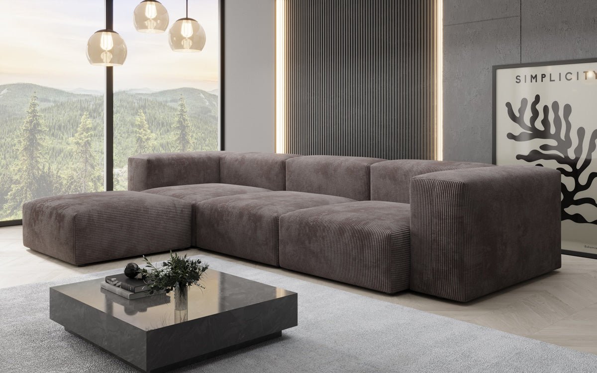 Designer L Sofa Snug in Ribstof