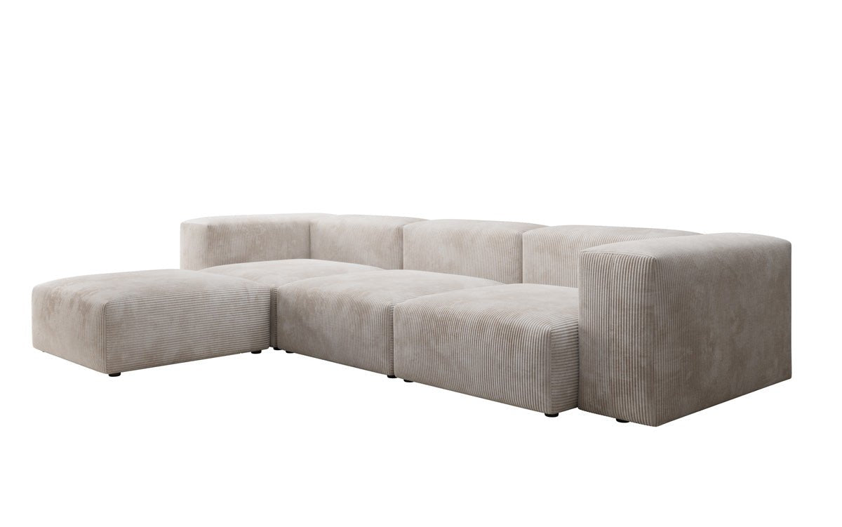 Designer L Sofa Snug in Ribstof