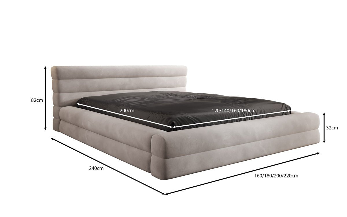 Designer gestoffeerd bed Velana Fluweel met opbergruimte