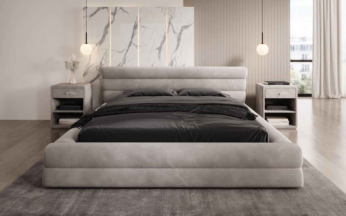 Designer gestoffeerd bed Velana Fluweel met opbergruimte