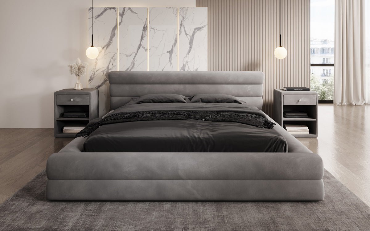 Designer gestoffeerd bed Velana Fluweel met opbergruimte