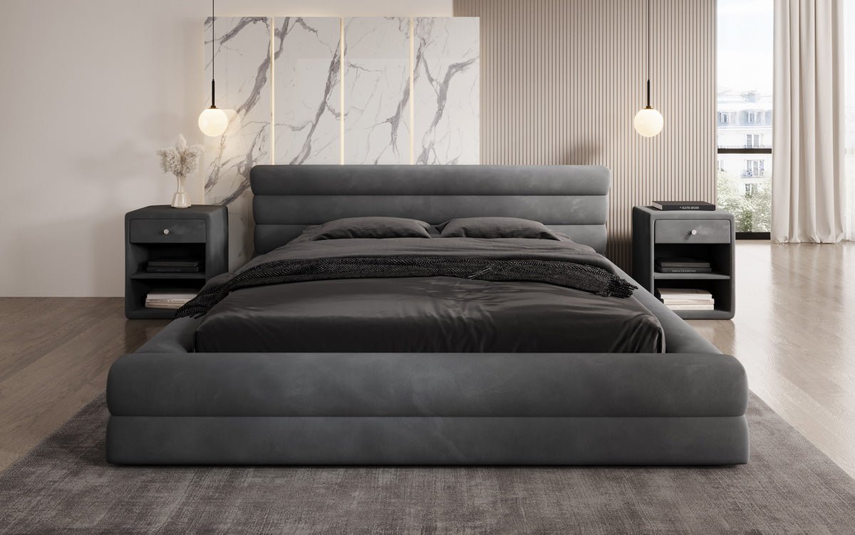 Designer gestoffeerd bed Velana Fluweel met opbergruimte