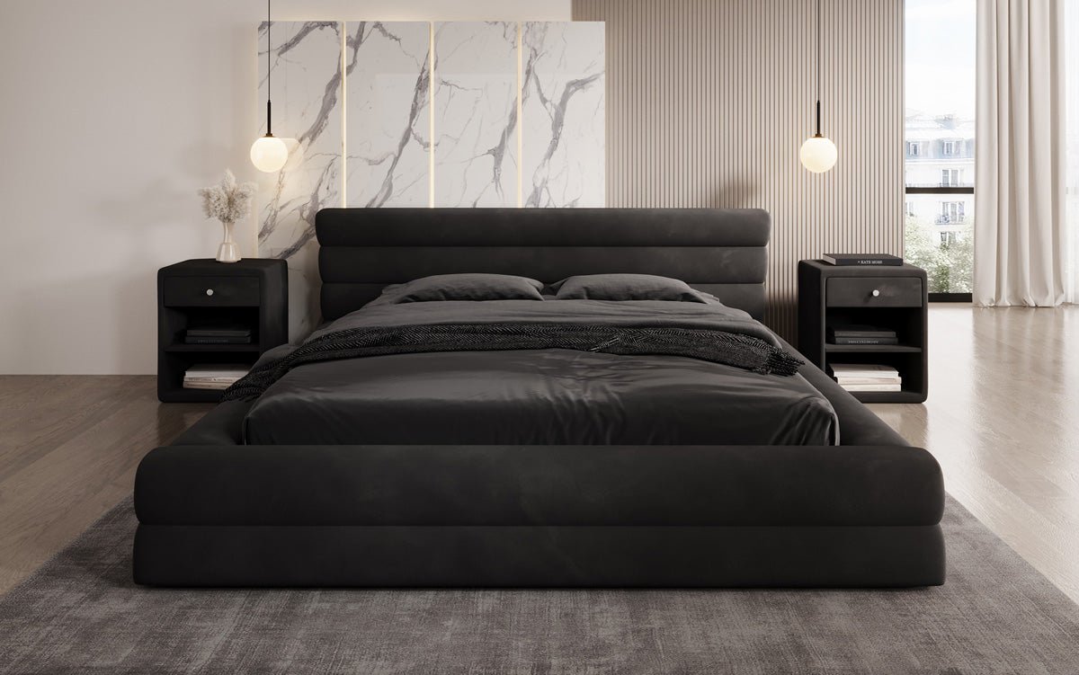 Designer gestoffeerd bed Velana Fluweel met opbergruimte