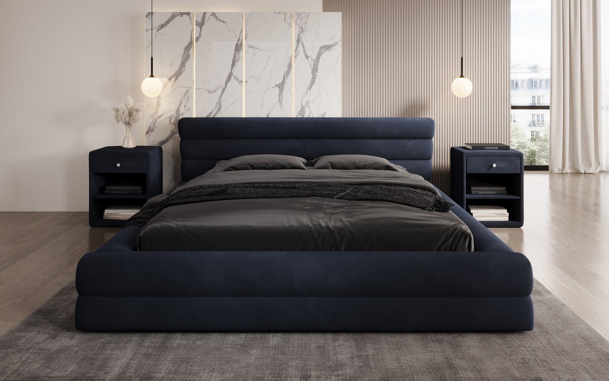 Designer gestoffeerd bed Velana Fluweel met opbergruimte