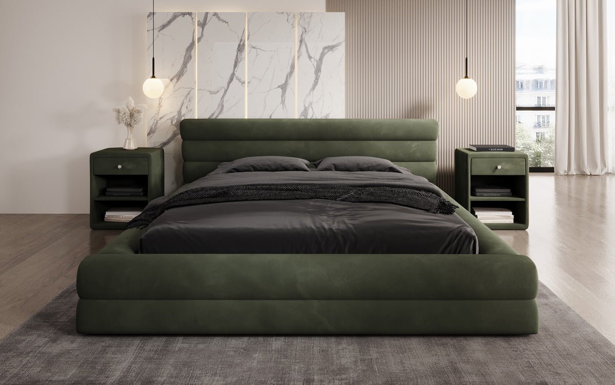 Designer gestoffeerd bed Velana Fluweel met opbergruimte