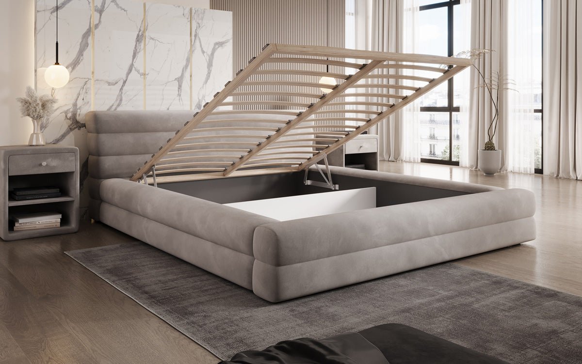 Designer gestoffeerd bed Velana Fluweel met opbergruimte