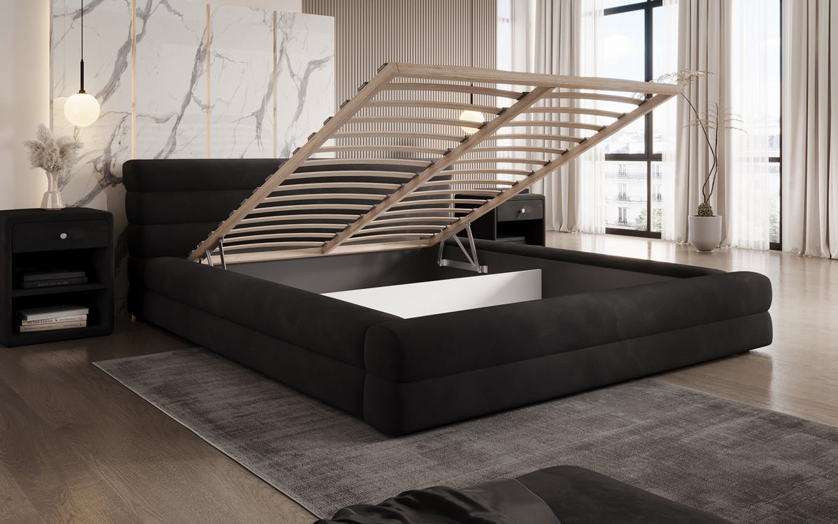 Designer gestoffeerd bed Velana Fluweel met opbergruimte