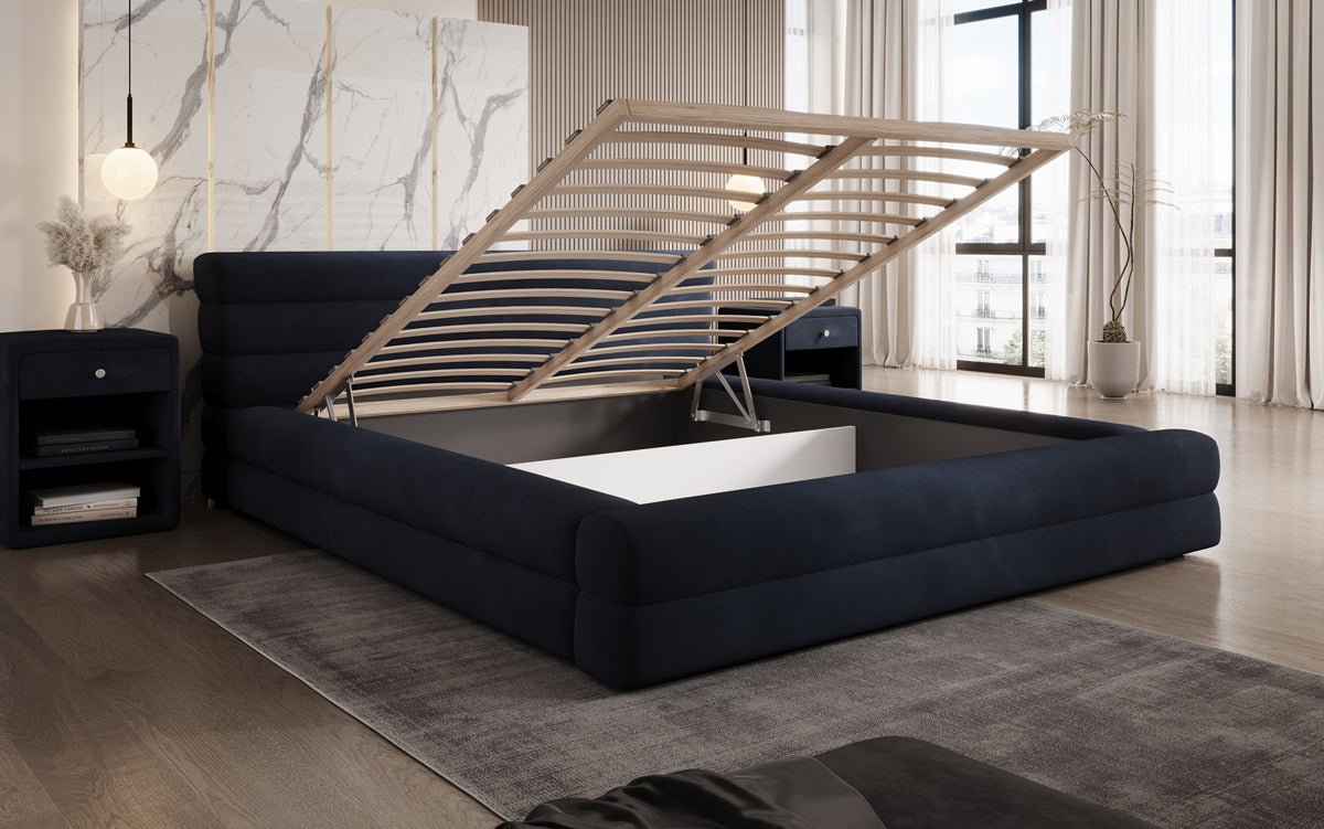 Designer gestoffeerd bed Velana Fluweel met opbergruimte