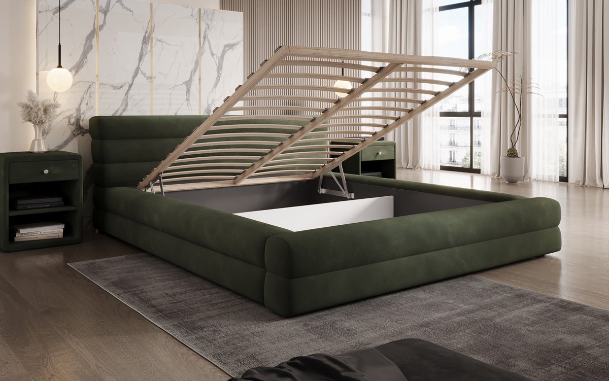 Designer gestoffeerd bed Velana Fluweel met opbergruimte