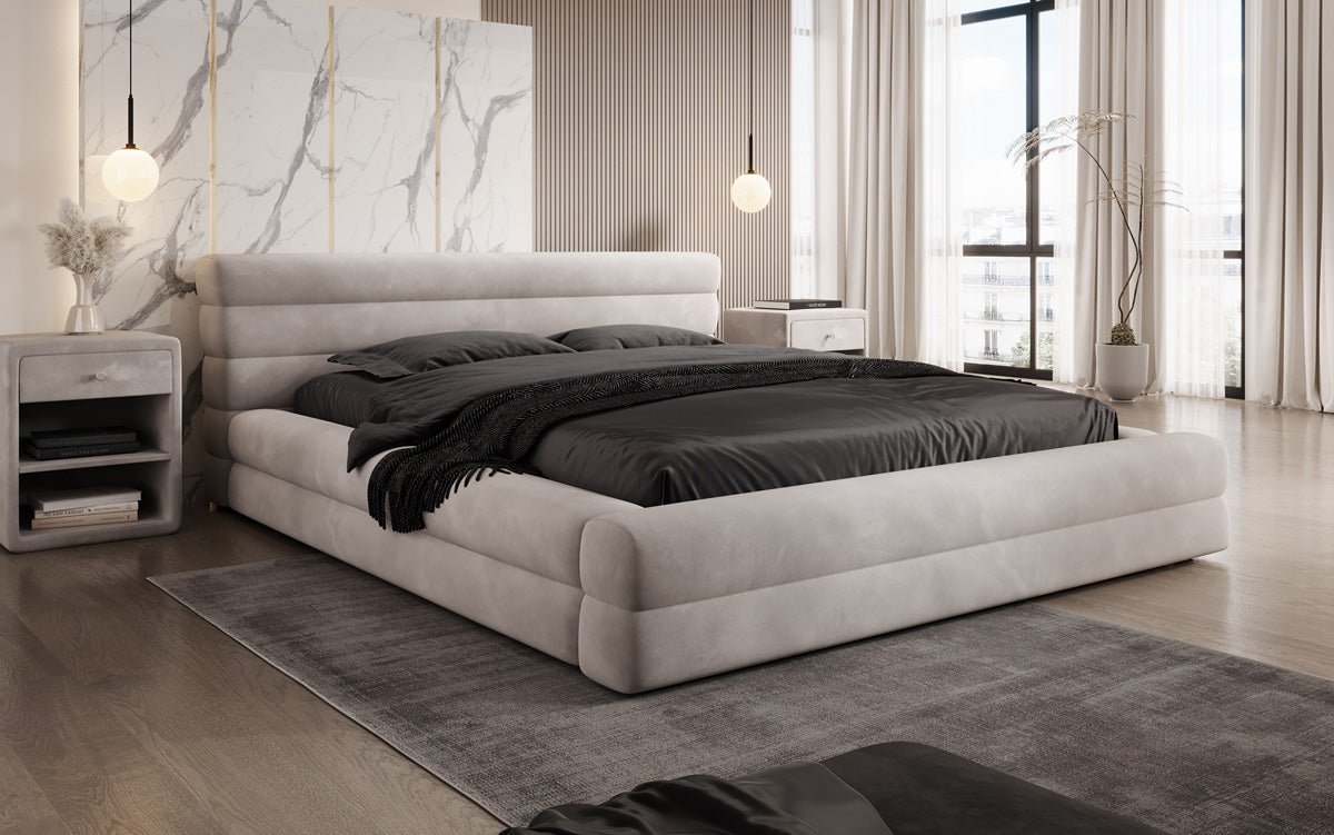 Designer gestoffeerd bed Velana Fluweel met opbergruimte