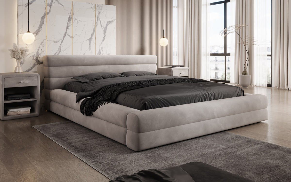 Designer gestoffeerd bed Velana Fluweel met opbergruimte