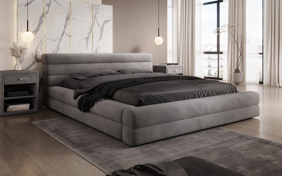 Designer gestoffeerd bed Velana Fluweel met opbergruimte