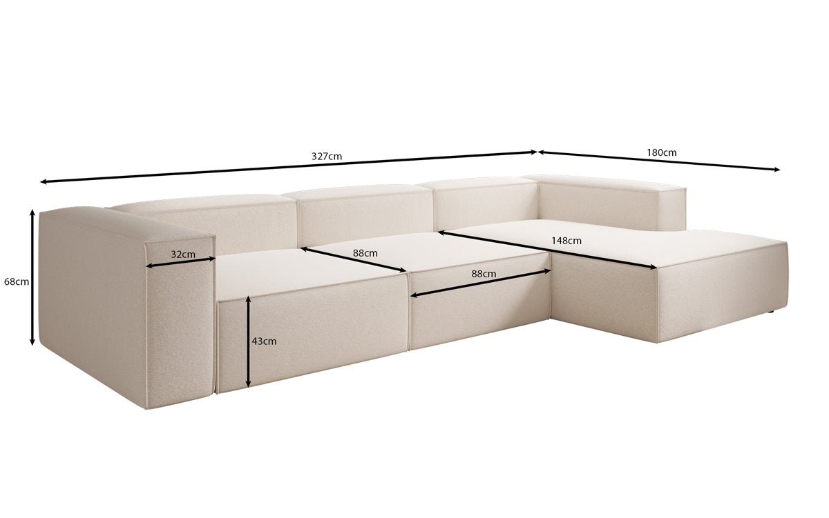 Designsofa Lesley L in structuurstof