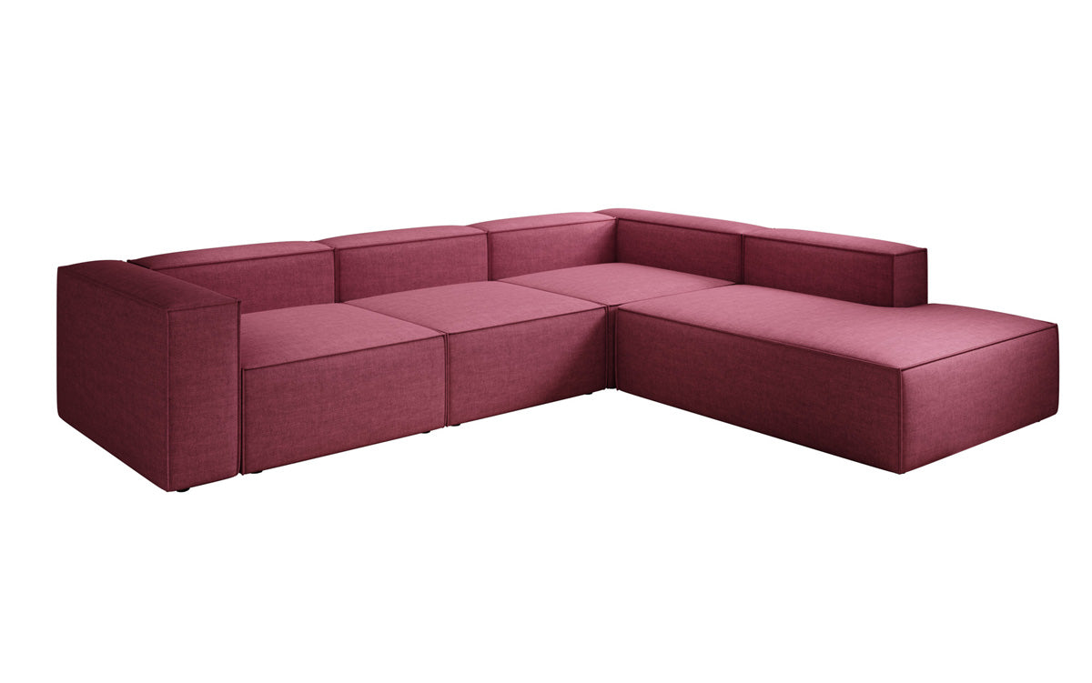 Design hoekbank Lesley met lange ottomane in linnenlook