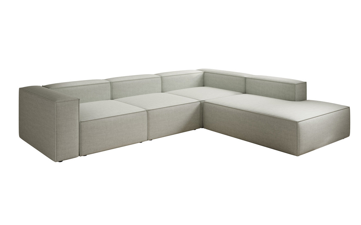 Design hoekbank Lesley met lange ottomane in linnenlook