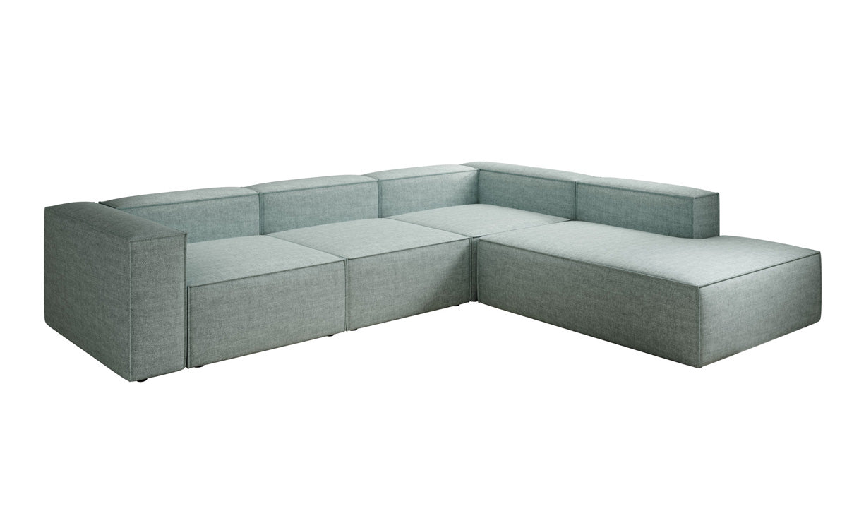 Design hoekbank Lesley met lange ottomane in linnenlook
