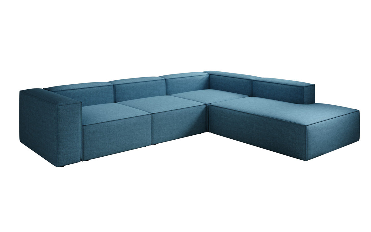 Design hoekbank Lesley met lange ottomane in linnenlook