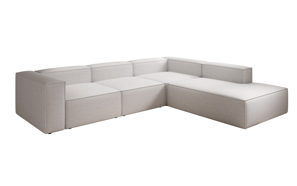 Design hoekbank Lesley met lange ottomane in linnenlook