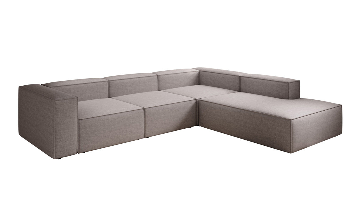 Design hoekbank Lesley met lange ottomane in linnenlook
