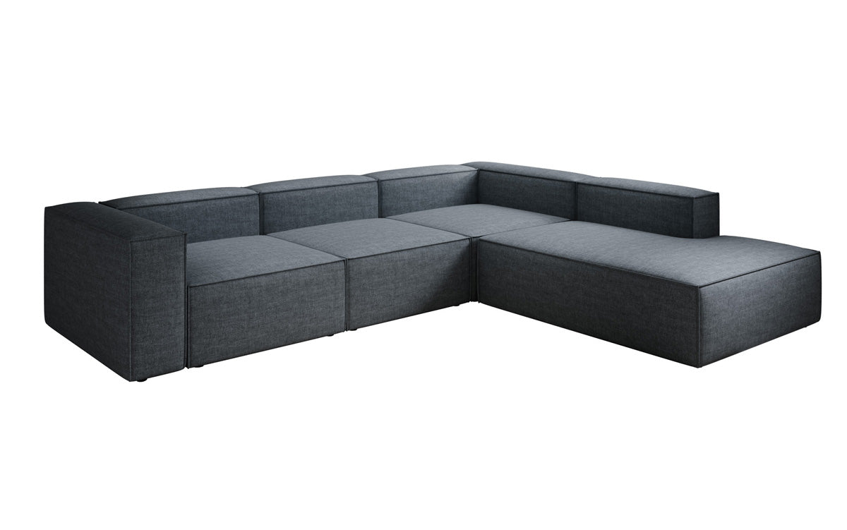 Design hoekbank Lesley met lange ottomane in linnenlook