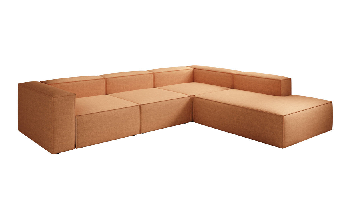 Design hoekbank Lesley met lange ottomane in linnenlook