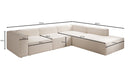 Designer-hoekbank Lesley met lange ottomane in structuurstof