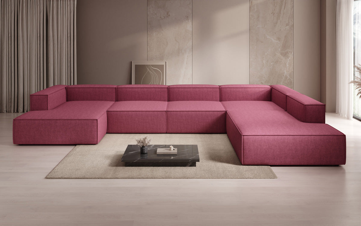 Designbank Lesley U XXL in linnen-look