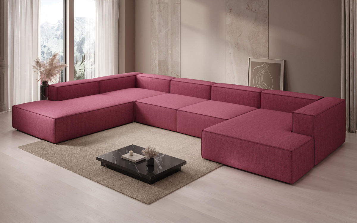 Designbank Lesley U XXL in linnen-look