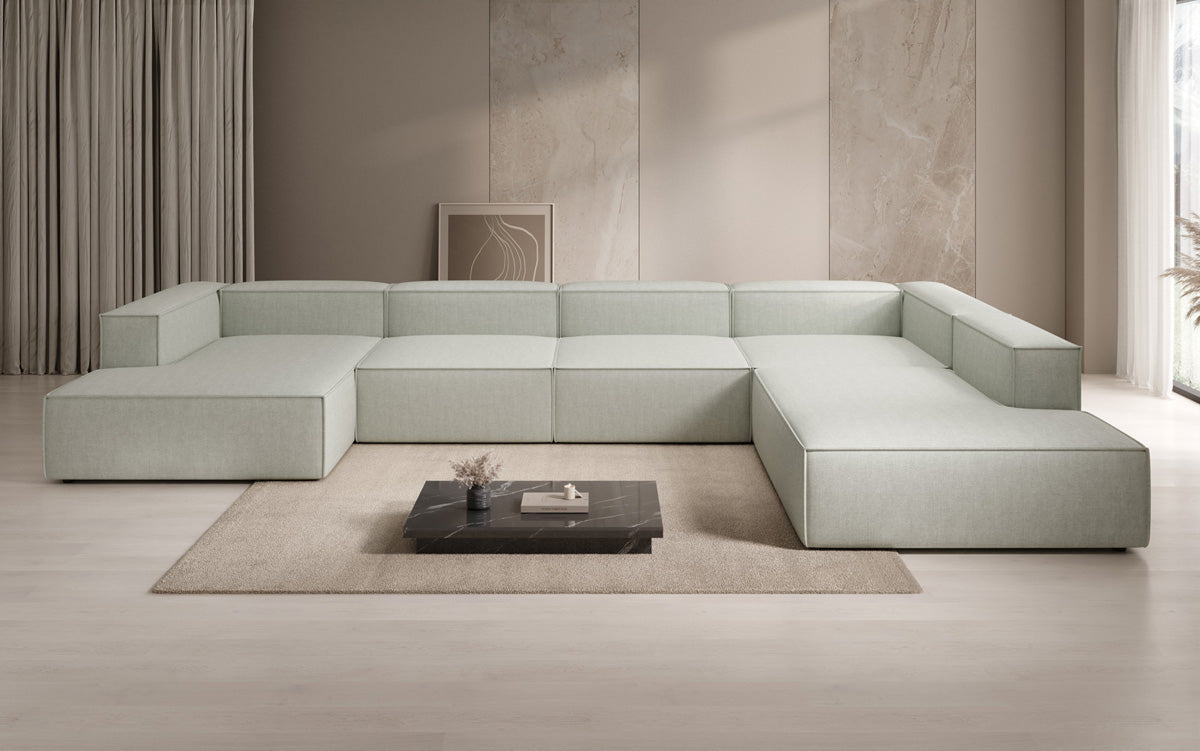 Designbank Lesley U XXL in linnen-look