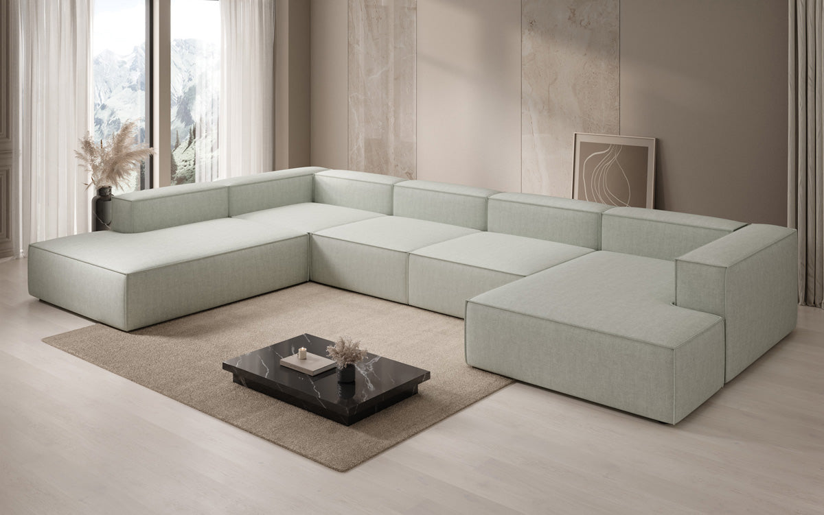 Designbank Lesley U XXL in linnen-look