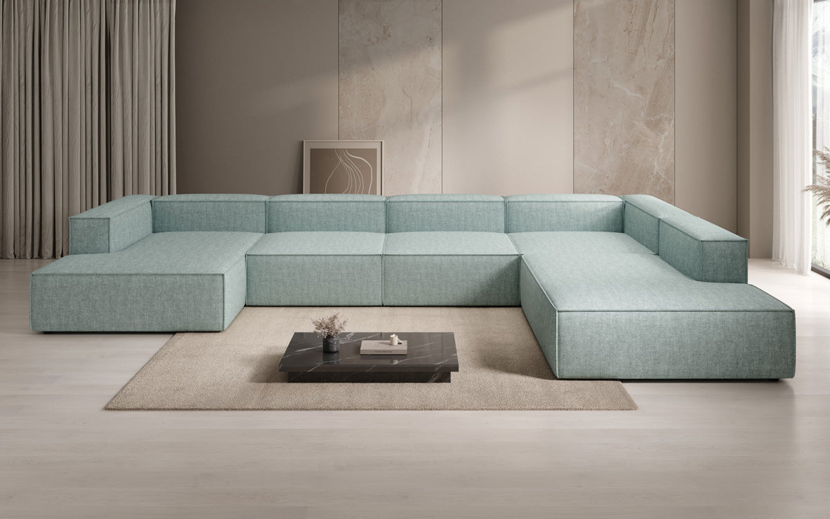 Designbank Lesley U XXL in linnen-look