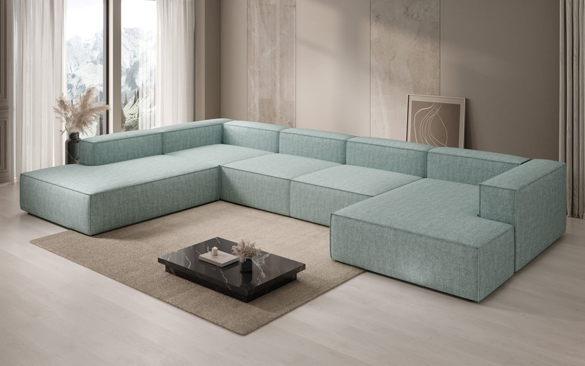 Designbank Lesley U XXL in linnen-look