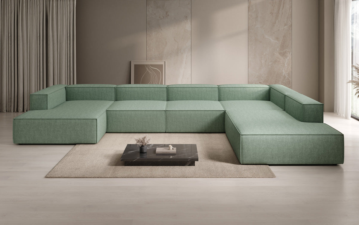 Designbank Lesley U XXL in linnen-look
