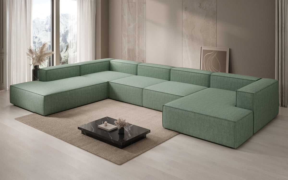 Designbank Lesley U XXL in linnen-look