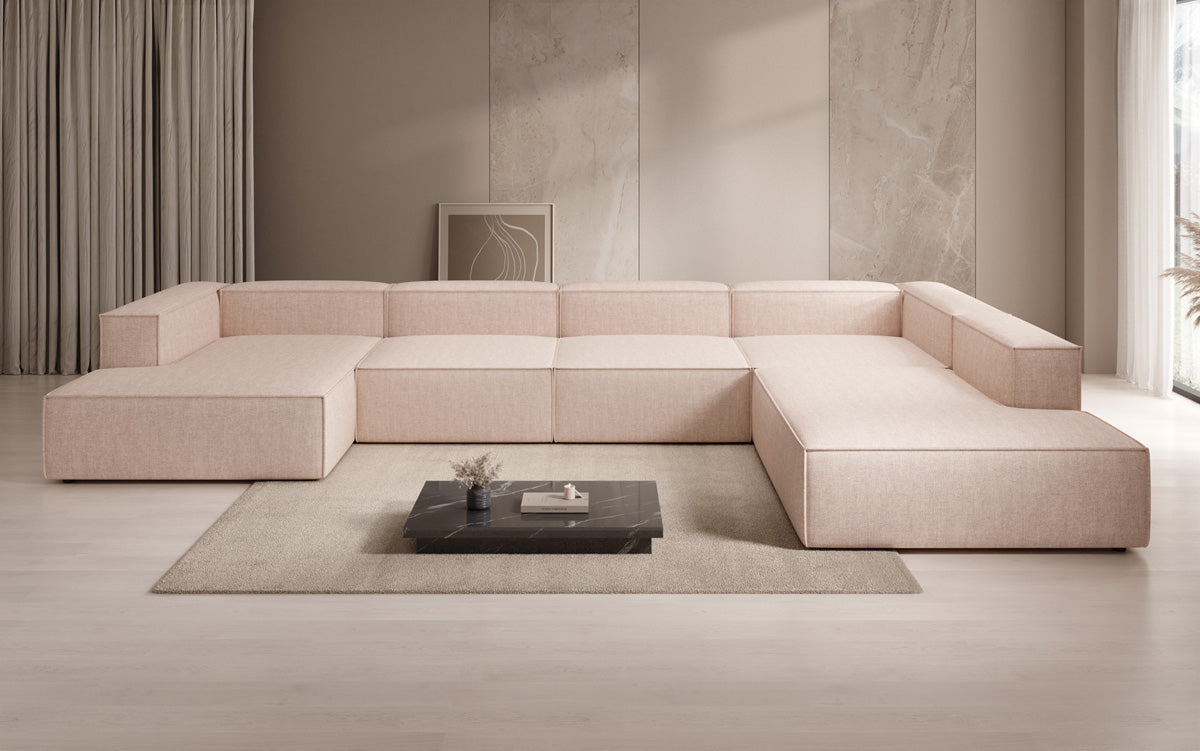 Designbank Lesley U XXL in linnen-look