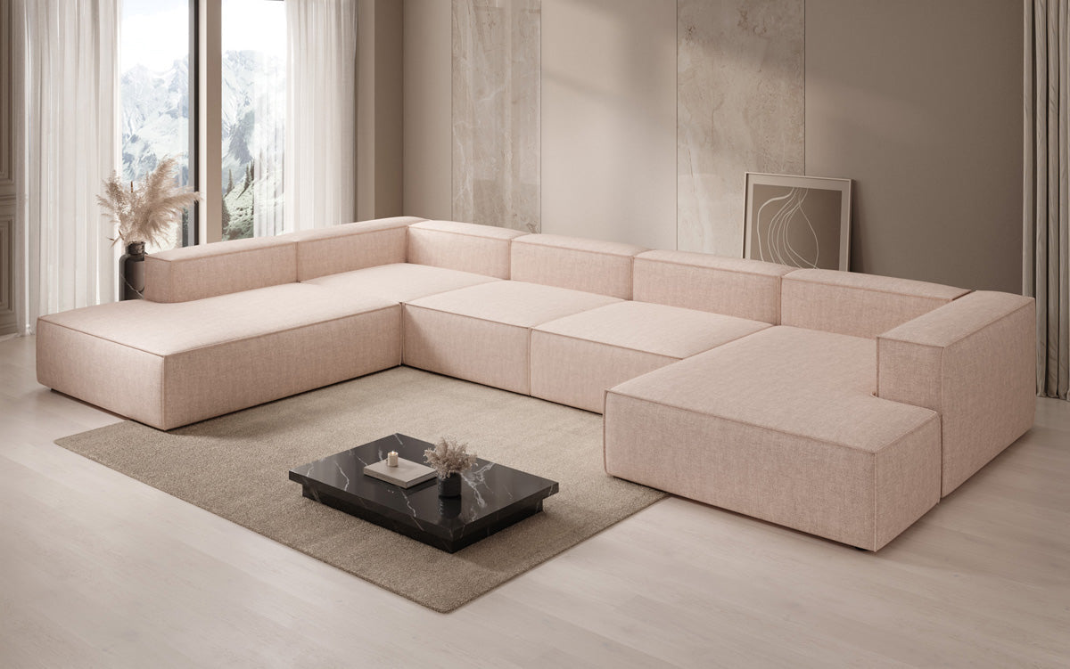 Designbank Lesley U XXL in linnen-look