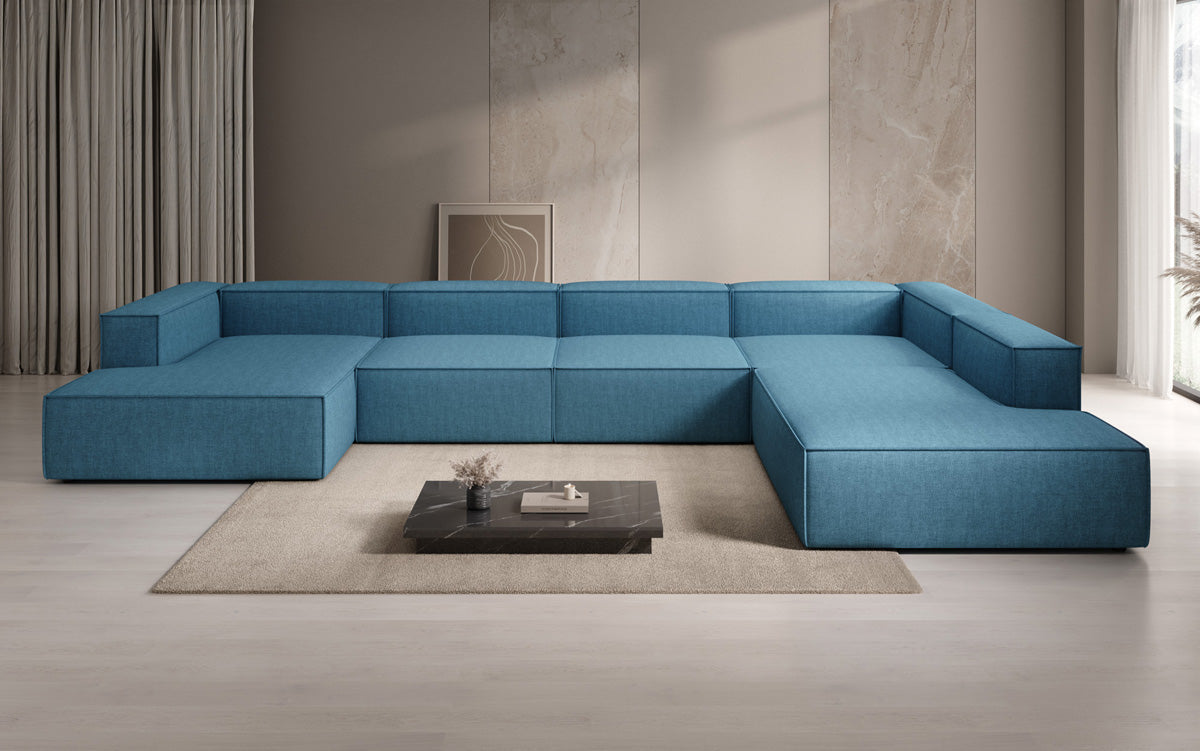 Designbank Lesley U XXL in linnen-look