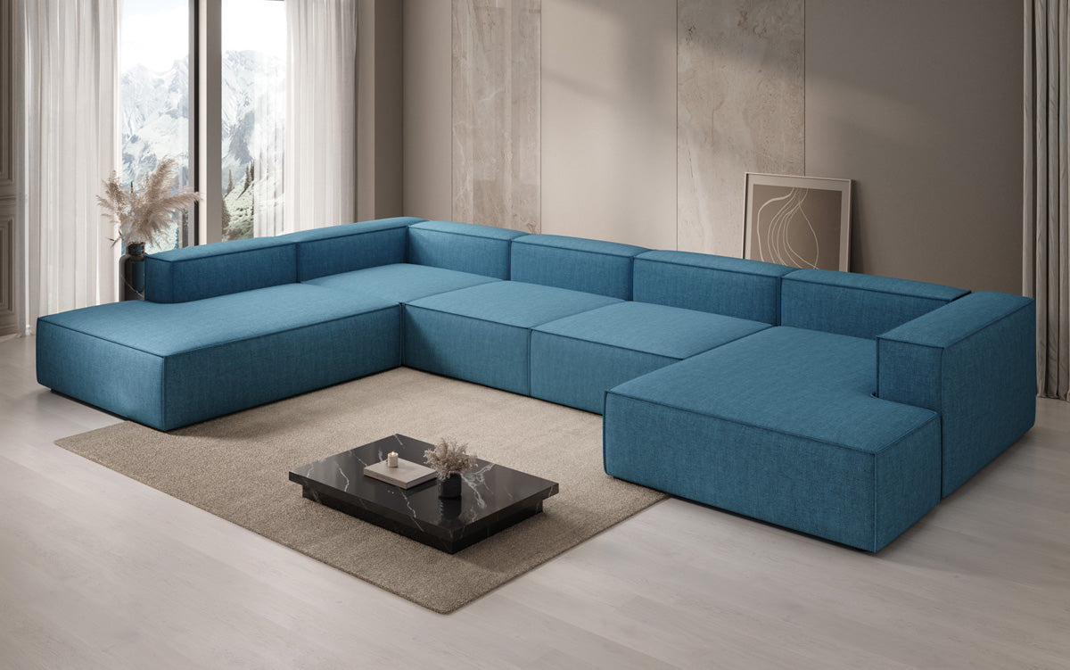 Designbank Lesley U XXL in linnen-look
