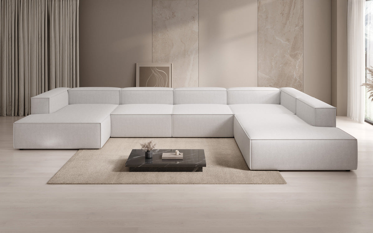 Designbank Lesley U XXL in linnen-look
